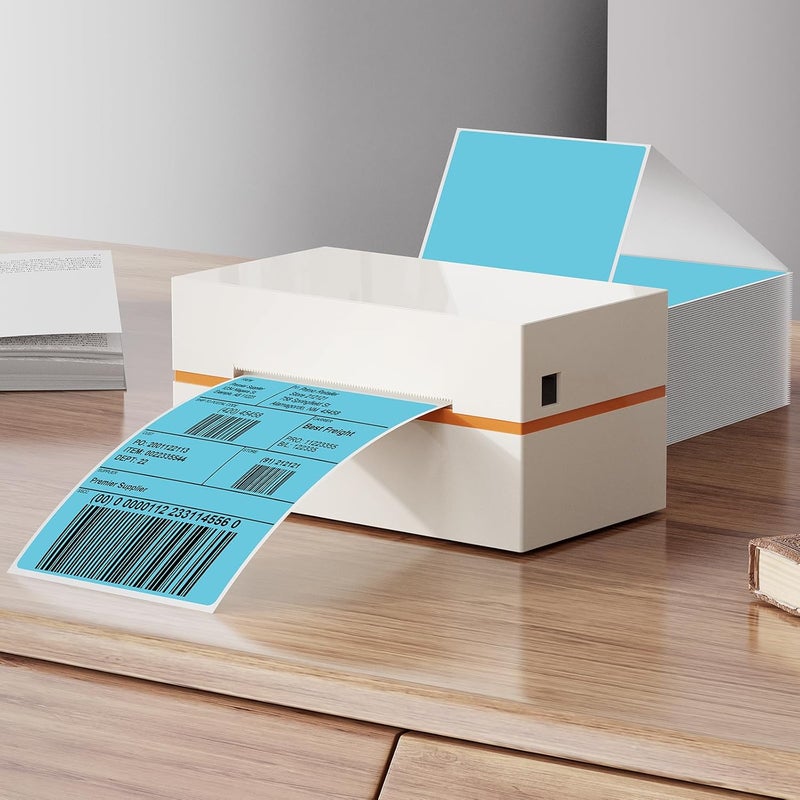 YIKIADA Blue Shipping Thermal Labels 4 × 6 Inch Vinyl Self-Adhesive Fanfold Direct Stickers Waterproof Perforated Printer Decal for Office Warehouse Home Address 250 PCS - Image 2